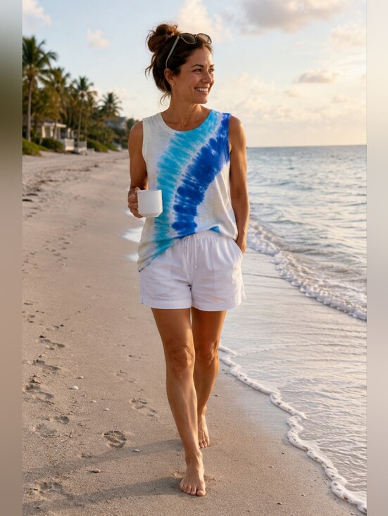 LOFT Tops - LOFT Outlet Blue White Tie Dye Sleeveless Swing Tank Top Medium